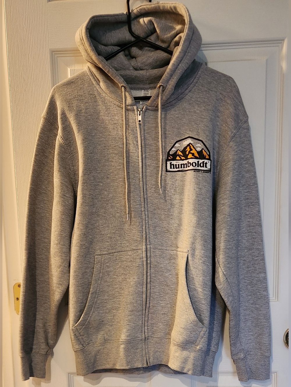 Humboldt Gray Zip-Up Hoodie with Mountain Logo